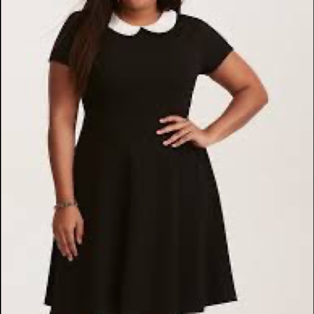 TORRID - Plus Size Textured Skater Dress - Wednesday Addams - X2